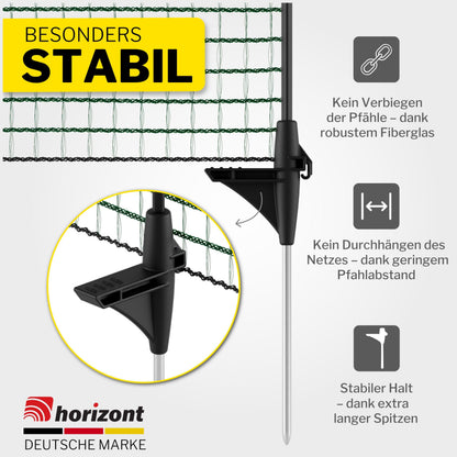 horizont Mobiler Hundezaun 25 m x 90 cm, 15 Pfähle, Garten & Camping