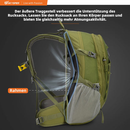 SKYSPER Wanderrucksack 30L, wasserfest, mit Netzrücken und Hüftgurt