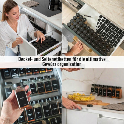 Deco haus Gewürzgläser Set eckig, luftdicht, 24 Stück mit Etiketten