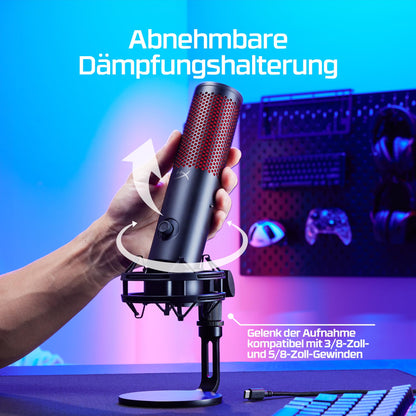 HyperX QuadCast 2 USB-Mikrofon für Gaming, Streaming und Podcasting