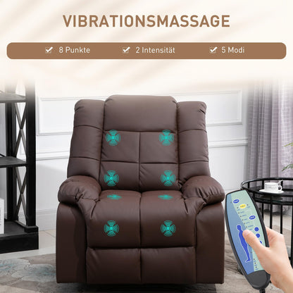 HOMCOM Elektrischer Massagesessel Relaxsessel Kunstleder Braun