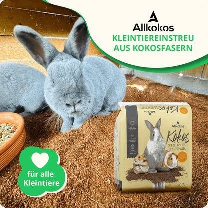Allkokos Einstreu aus 100 % Kokosfasern für Kleintiere, 3x40 Liter