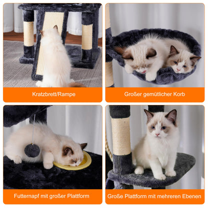 Heybly HCT033G Katzenkratzbaum 200 cm - Mehrstöckig, Rauchgrau