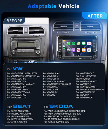 VECHTEL Autoradio Android 7" Touch für VW Golf 5 6 Carplay AA