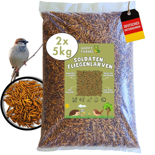 HappyFarms Getrocknete Soldatenfliegenlarven Futter 10kg