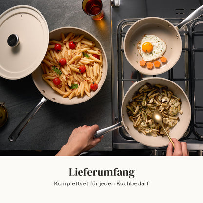 Redchef Bratpfanne 28cm Keramik Antihaft mit Deckel – Beige