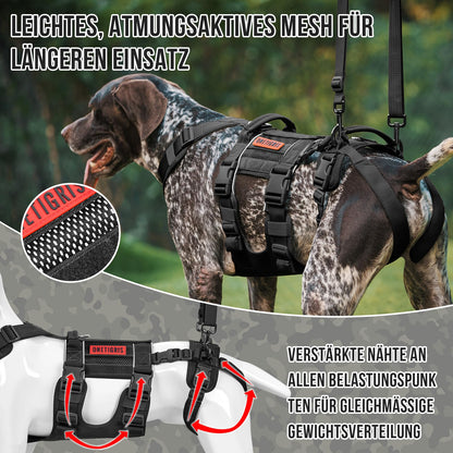 OneTigris SKYEWALKER Hundegeschirr Unterstützung – Schwarz L