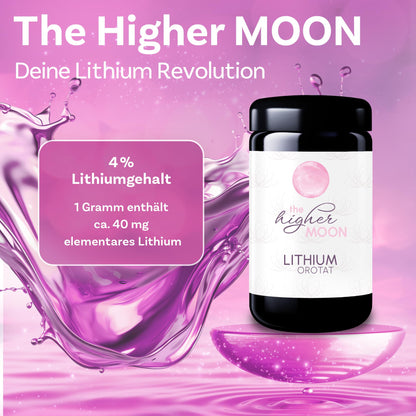 The higher MOON Lithium Pulver Li-Orotat Labor - 100g Violettglas