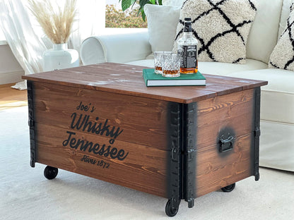 Uncle Joe's Couchtisch XL Whisky Truhe Stauraum Braun