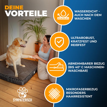 Fellglück Orthopädisches Hundebett wasserdicht - 110x100x9 cm