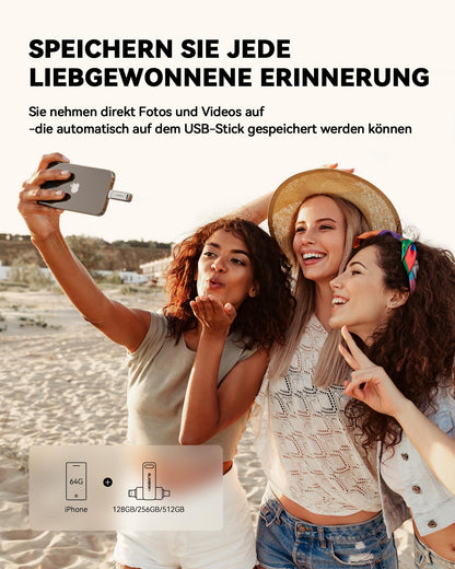BLANBOK+ MFi 3-in-1 USB C Stick 512GB für iPhone 15