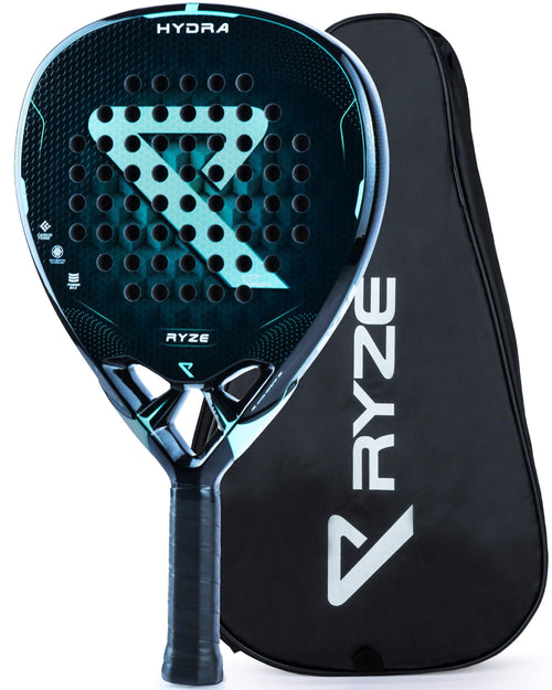 RYZE Hydra Padelschläger, 100 % Carbon, 365 g, mit Schutzhülle
