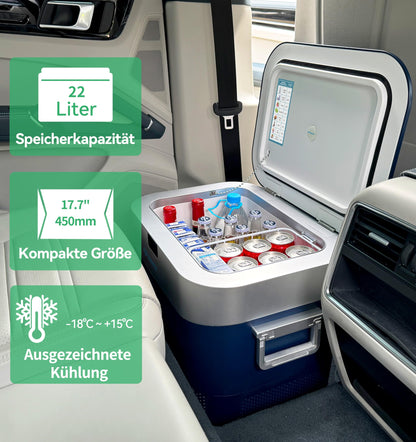 BINGI Kompressor-Kühlbox 22L HC-22P5, tragbar für 12/24V und 230V