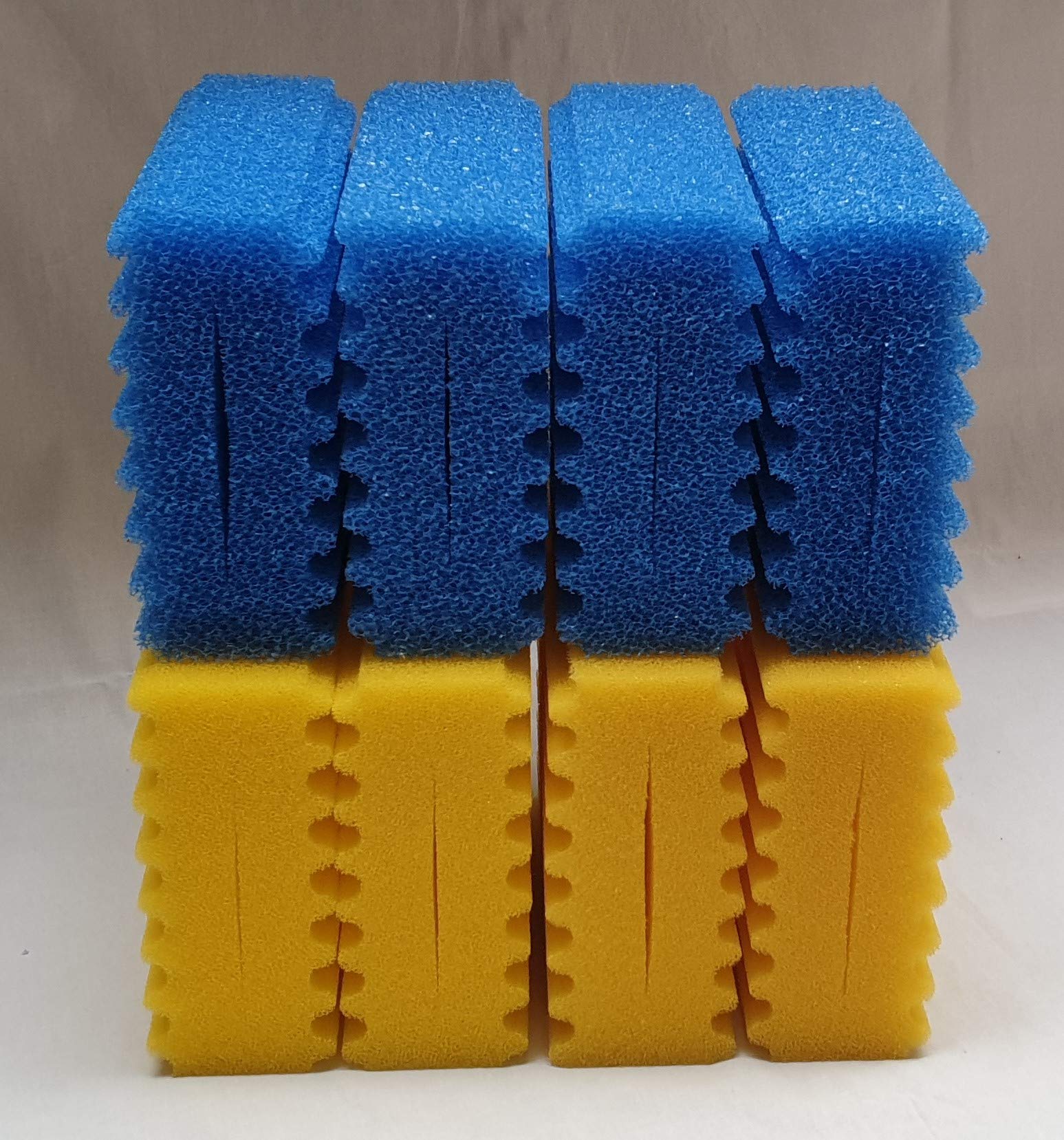 Steppan Filterschwämme Set 8 Stück grob/fein für SunSun CBF 350, blaue und gelbe Schaumstoffschwämme zur Wasserfilterung
