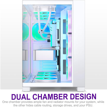 FOIFKIN F600 ATX Mid-Tower Gaming PC Gehäuse mit ARGB Lüftern - Weiss