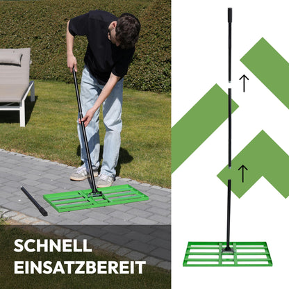 NovaTerra Rasenrakel 75x35 cm – Rasenplanierrechen mit 2 m Stiel