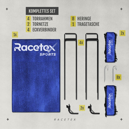 Racetex Fussballtor Kinder 2er-Set, faltbar, mit Tragetasche, blau