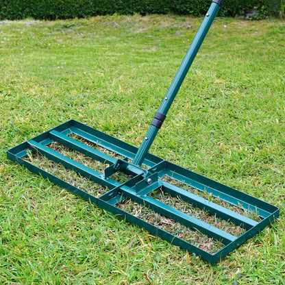 Signstek Rasenrakel Lawn Leveling Rake mit Edelstahlstiel 76 x 25 cm, Stahlplatte zum Einebnen von Rasen