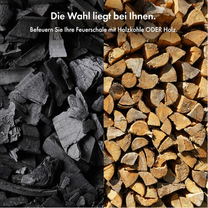 VonHaus Feuerstelle Feuerkorb aus Stahl mit Funkenschutz & Schürhaken