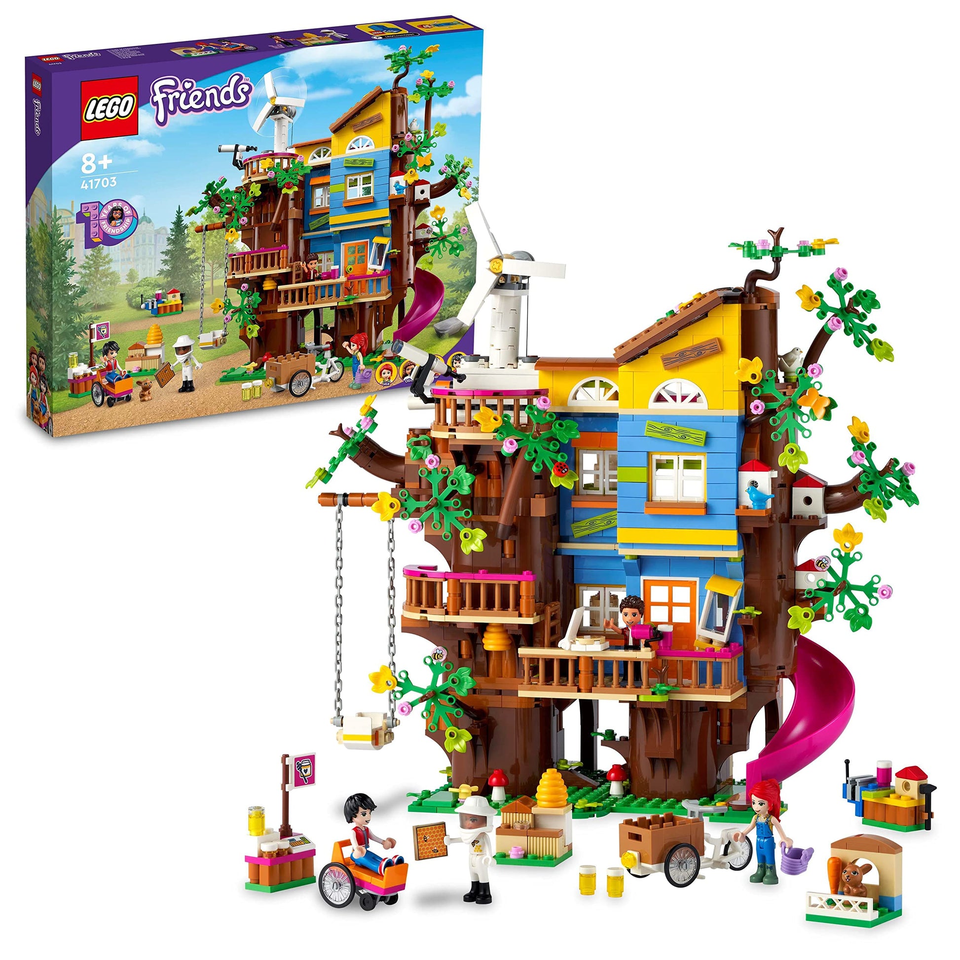 LEGO Friends Freundschaftsbaumhaus - Bausatz. Buntes Baumhaus mit mehreren Plattformen. Dient zum Bauen und Spielen mit LEGO Friends Minifiguren.
