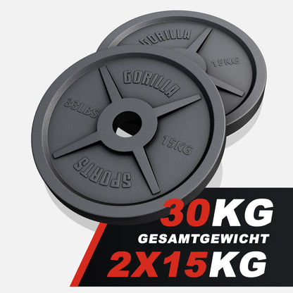 GORILLA SPORTS Olympia Hantelscheiben Gusseisen 50mm
