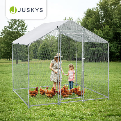 Juskys Freilaufgehege 2x2x2m – Hühnerstall begehbar