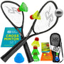 Rush Racket RS3 Speed Badminton Set 5-teilig mit Tragetasche – Set in Schwarz mit zwei Aluminium-Schlägern
