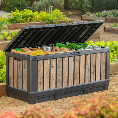 Koll Living Gartenbox Kentwood 350 Liter, Holzoptik Pinie, Sitzbank