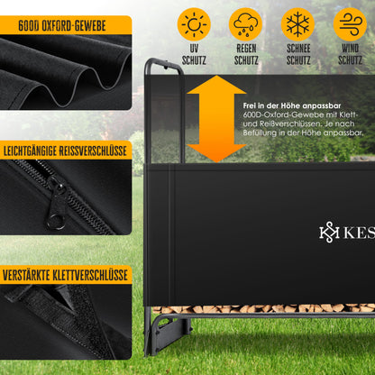 KESSER Kaminholzregal Metall Outdoor 260x117cm mit Abdeckung