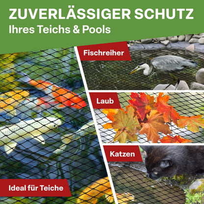 TTL Garden Teichnetz Vogelschutznetz - 15x15m Schwarz 12x12mm