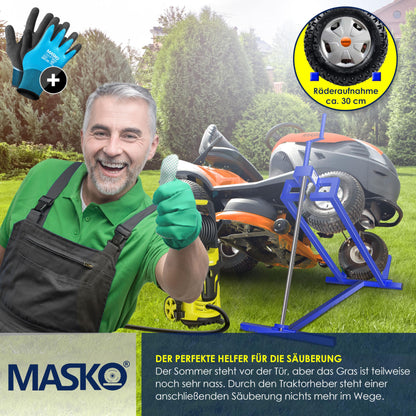 MASKO® Rasentraktorheber XXL 450 kg Hebebühne für Aufsitzmäher - Blau