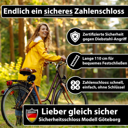 KOHLBURG Massives Zahlenschloss Kettenschloss 110cm Sold Secure GOLD