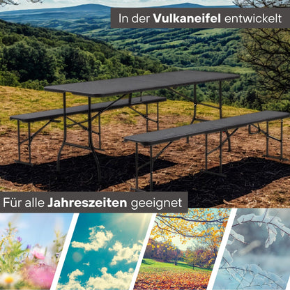 Albatros Bierzeltgarnitur 3-teilig klappbar - Rattan-Optik Schwarz