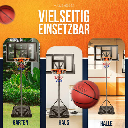 VALENESS® Basketballkorb Outdoor - Höhenverstellbar 135-305cm