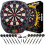 SwissDart Elektronische Dartscheibe E-Dartboard – Set 12 Pfeile. Rund, schwarz, farbig segmentiert. Für elektronisches Dartspiel mit autom. Punkteerfassung.