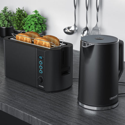 Arendo Wasserkocher mit Toaster Set - Edelstahl Schwarz