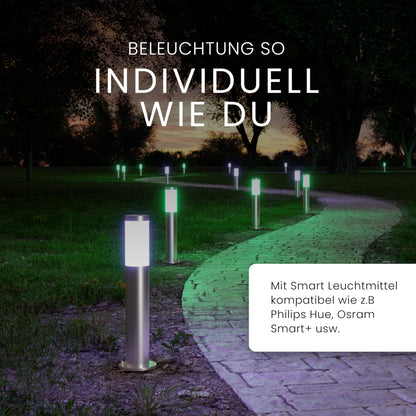 MATO Wegeleuchten Edelstahl 50cm E27 4er Set mit Erdspiess