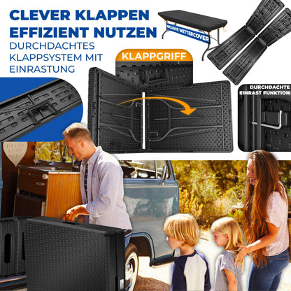 KESSER® Klapp-Bierzeltgarnitur 3-teilig – Rattan-Look 183cm