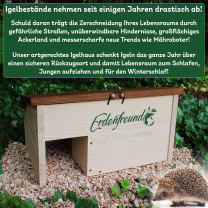 Erdenfreund® Igelhaus – Labyrinth, sicheres Dach für Winterschlaf & Nisten