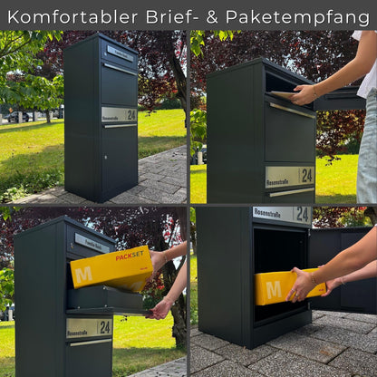 Metzler Bispo 2 Standbriefkasten Paketbox - Anthrazitgrau XXL