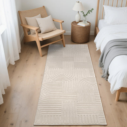 Enyhom Teppichläufer Flur rutschfest waschbar, Beige, 80x200 cm