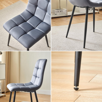 Deuline Milano Esszimmerstühle Samtbezug Grau 4er-Set