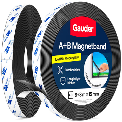 GAUDER A+B Magnetband für Fliegengitter, selbstklebend, 8+8 m