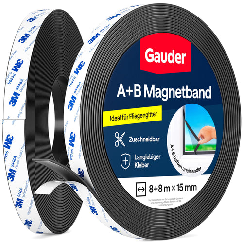 GAUDER A+B Magnetband für Fliegengitter, selbstklebend, 8+8 m