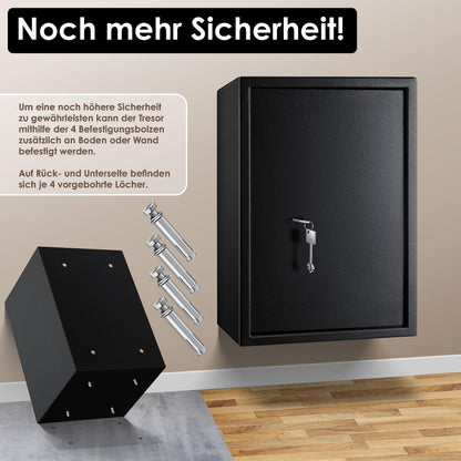 KESSER Möbeltresor Doppelbartschloss 50x35x31cm – Schwarz