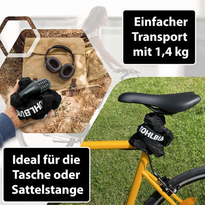 KOHLBURG Zahlenschloss Kettenschloss Fahrrad E-Bike 200cm
