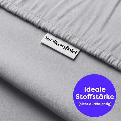 Wolkenfeld Spannbettlaken Frida 200x220–220x240 cm Jersey hellgrau