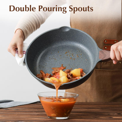 SENSARTE Antihaft Granitpfanne tief 28cm mit Deckel