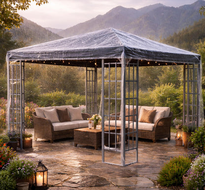 QUICK STAR Pavillon Schutzhaube 3x3 m PVC, wasserdicht, transparent