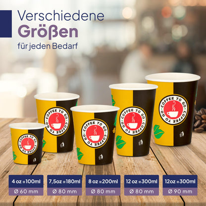 Inoverse Pappbecher 200 ml, Einweg Kaffeebecher to go, 1000 Stück